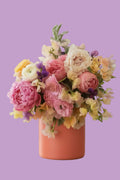 My little sweet-pea and peony flower arrangement