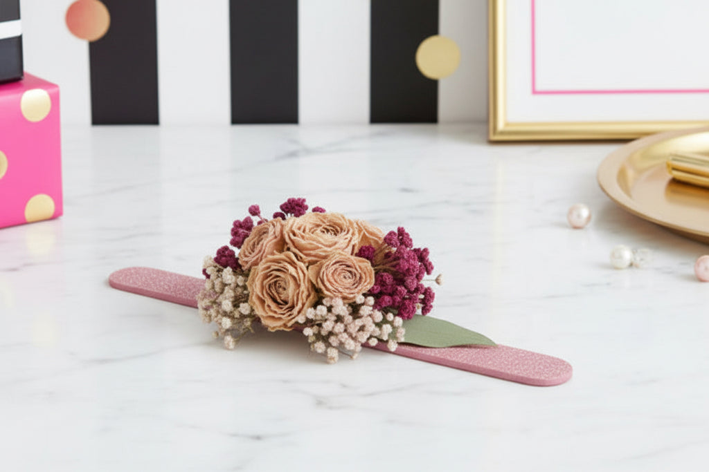 Prom Corsage Sparkly Slap Bracelets (Dried or Fresh)
