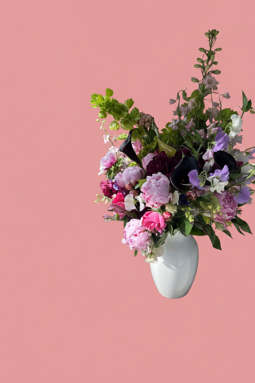 My sweet-pea and peony flower arrangement