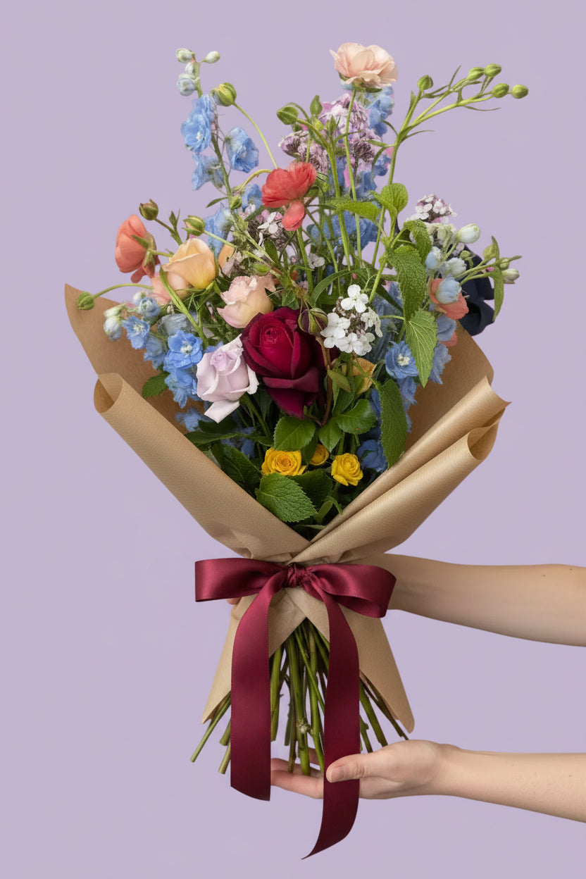 Tea Party Wrapped Flower Bouquet