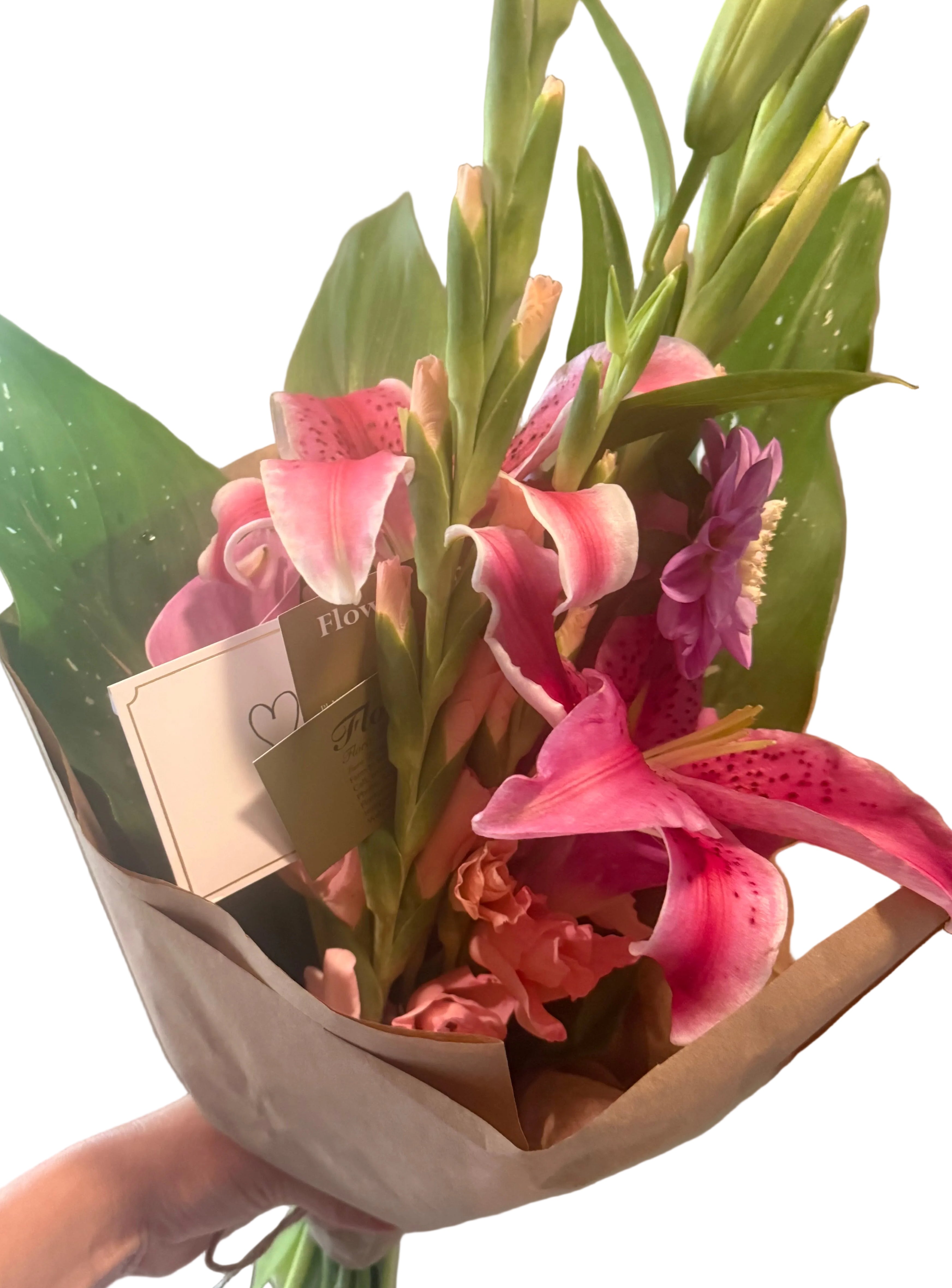 Pretty and Pink Wrapped Flower Bouquet